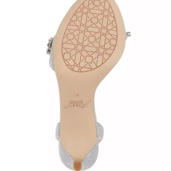 Jewel Badgley Mischka Silver Glitter Wedding Ankle Strap Dallyce Size 6.5 - Picture 6 of 6